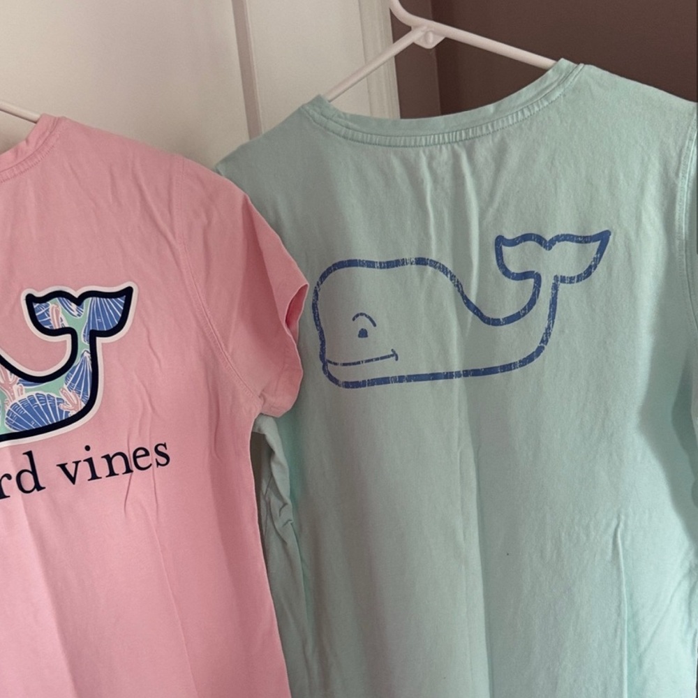 Vineyard Vines Pink and Mint Whale Tees